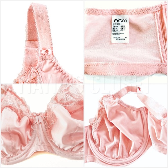 Elomi 34I Morgan EL4111 Underwire Banded Stretch Lace Bra - Ballet Pink - Picture 10 of 14